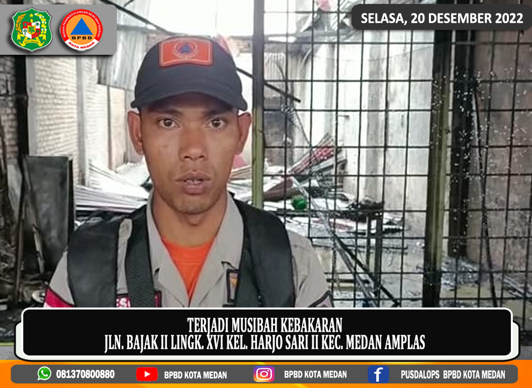 Terjadi Kebakaran pada Pukul 11.00 WIB di Jln. Marendal /Bajak II  Lingk. XVI Kel. Harjo Sari II Kec. Medan Amplas.