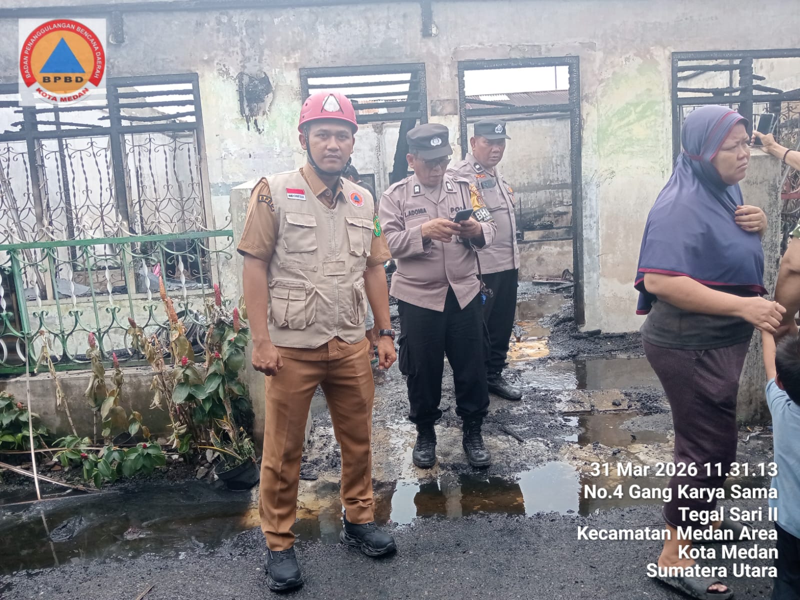 Musibah kebakaran pada hari Selasa, 31 Maret 2026 Pukul 10. 15 Wib di Jl. Bromo Lr. Karya Sama Lingk IV Kel. Tegal Sari II Kec. Medan Area