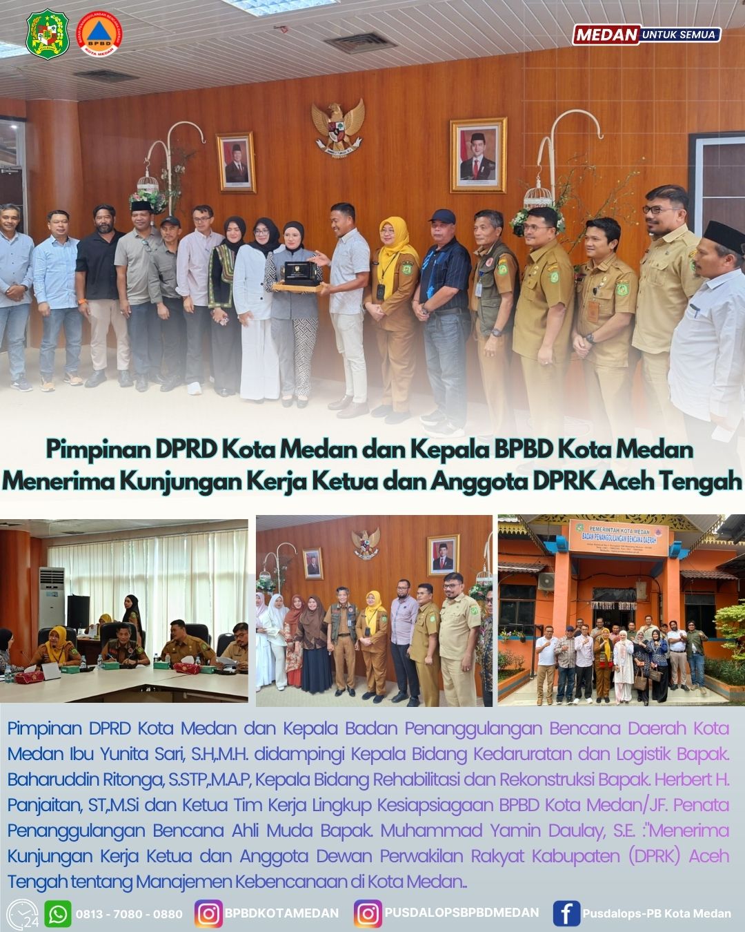 Pimpinan DPRD Kota Medan dan Kepala BPBD Kota Medan Menerima Kunjungan Kerja Ketua dan Anggota DPRK Aceh Tengah